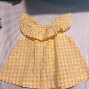 Yellow Gingham Ruffle Top